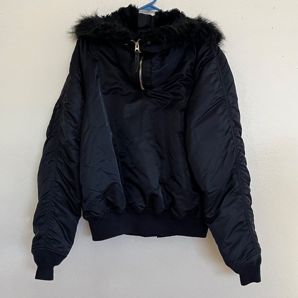 Alpha Industries N-2B Short Waist Black Bomber-Style Parka Size Large - Picture 2 of 14